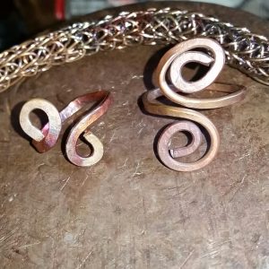 Handcrafted copper pieces after firing